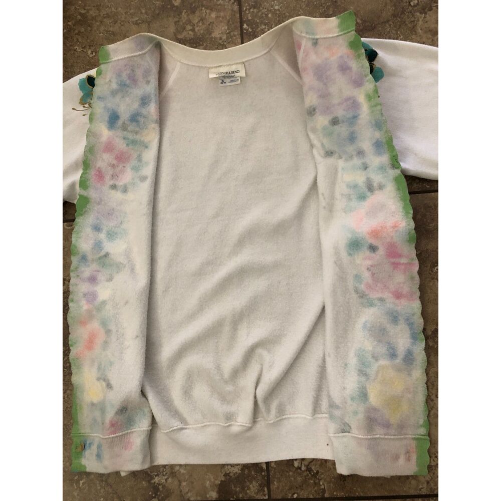 Vtg 80s Horito Fulgenzi Hand Paint Open Cardigan Jacket Art to Wear Retro Sz XL - Picture 12 of 13